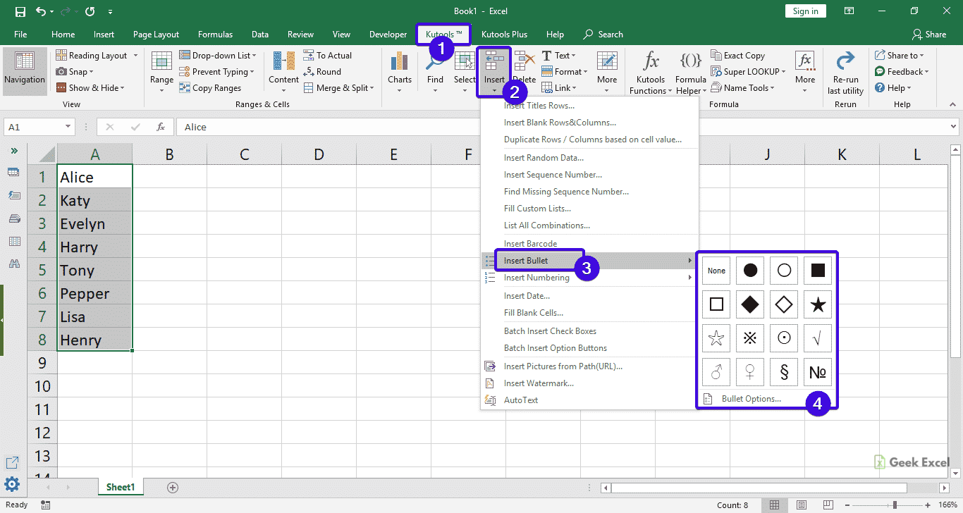 excel for mac add bullet points in cell